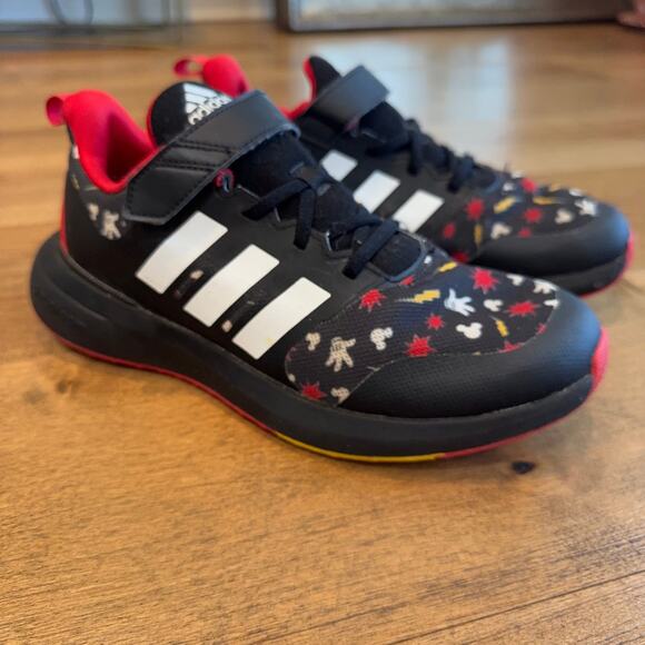 Adidas x Disney Fortarun 2.0 Mickey Cloudfoam Kids Shoes Size 7 Black Red - Picture 1 of 9